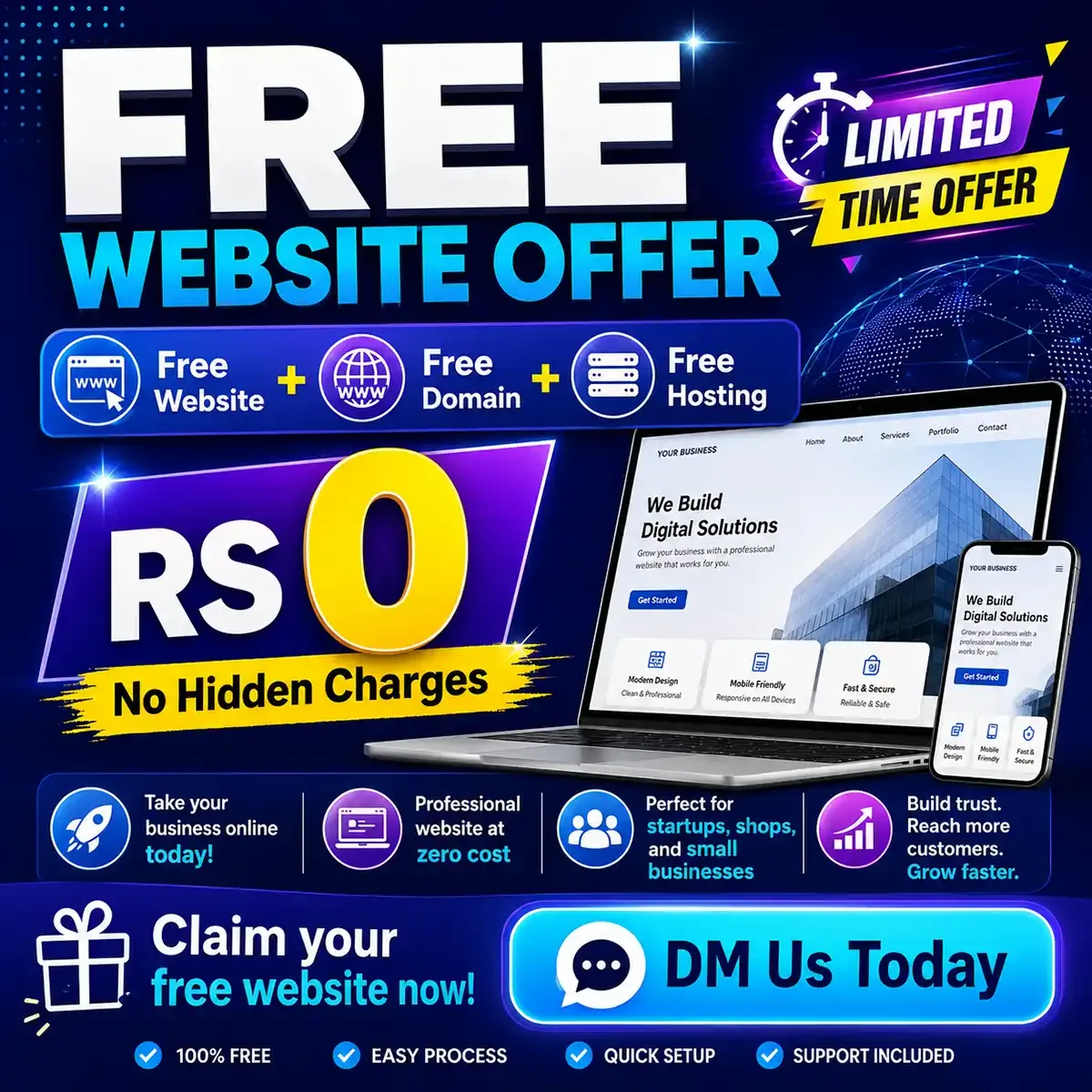 Free Website with domain and hosting